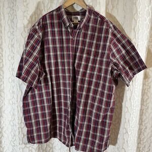 Harbor Bay Men's Red Plaid Short Sleeve Button-Up Shirt Casual Size 2XLT
